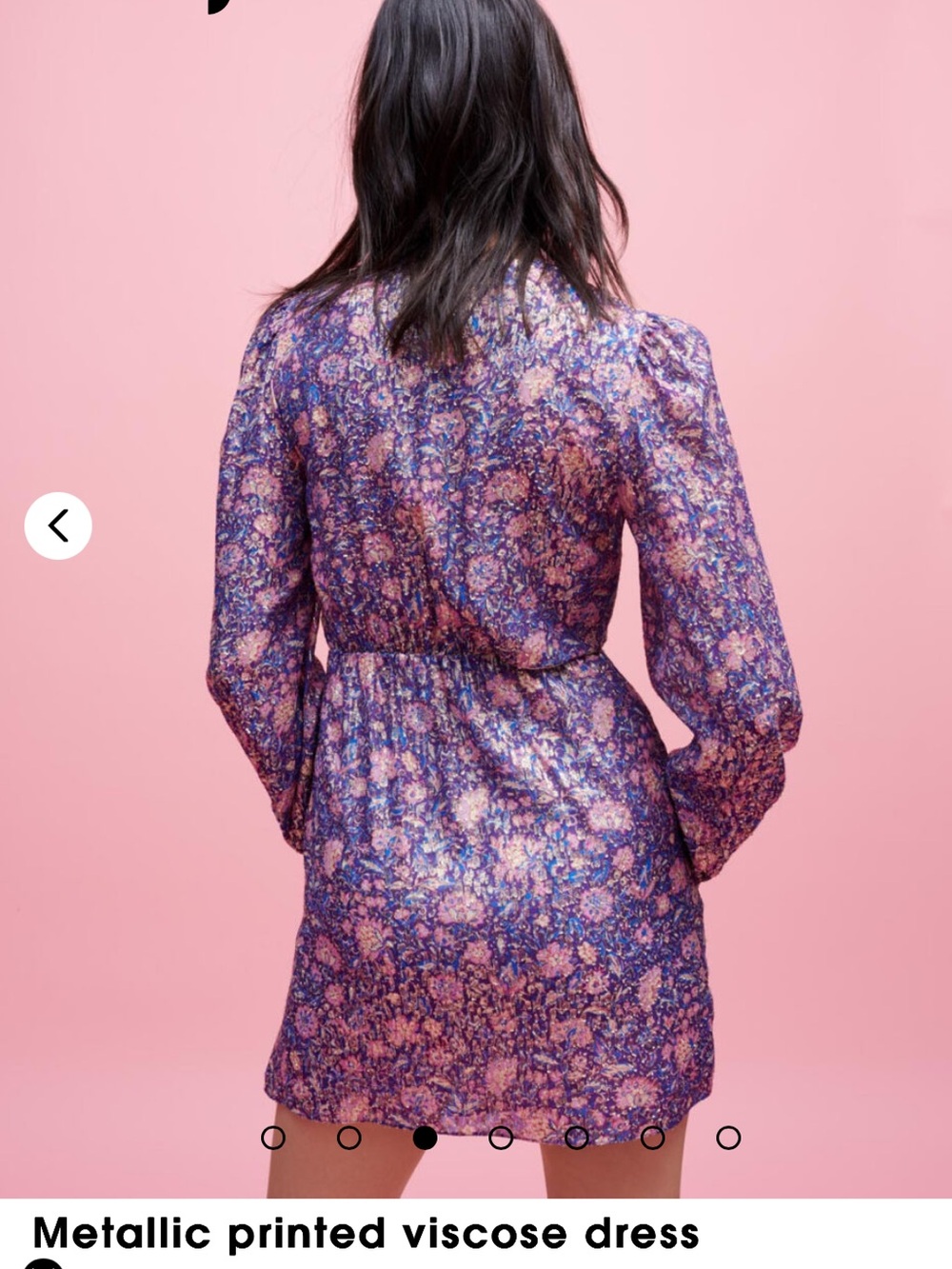 Nwot Unnworn Maje Purple Metallic Floral Viscose Mini Dress 38